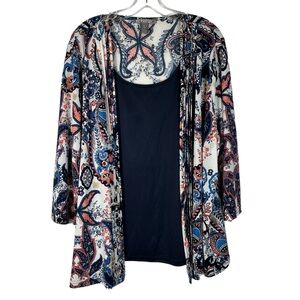 By Design Layered Outfit Top Paisley No Iron Slinky Liquid Knit Top Plus Size 3X